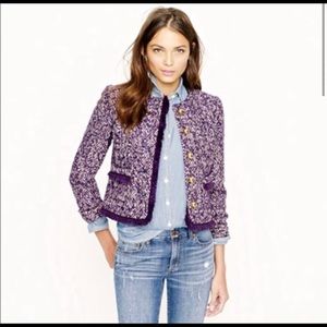 JCREW PURPLE TWEED FRINGE BLAZER